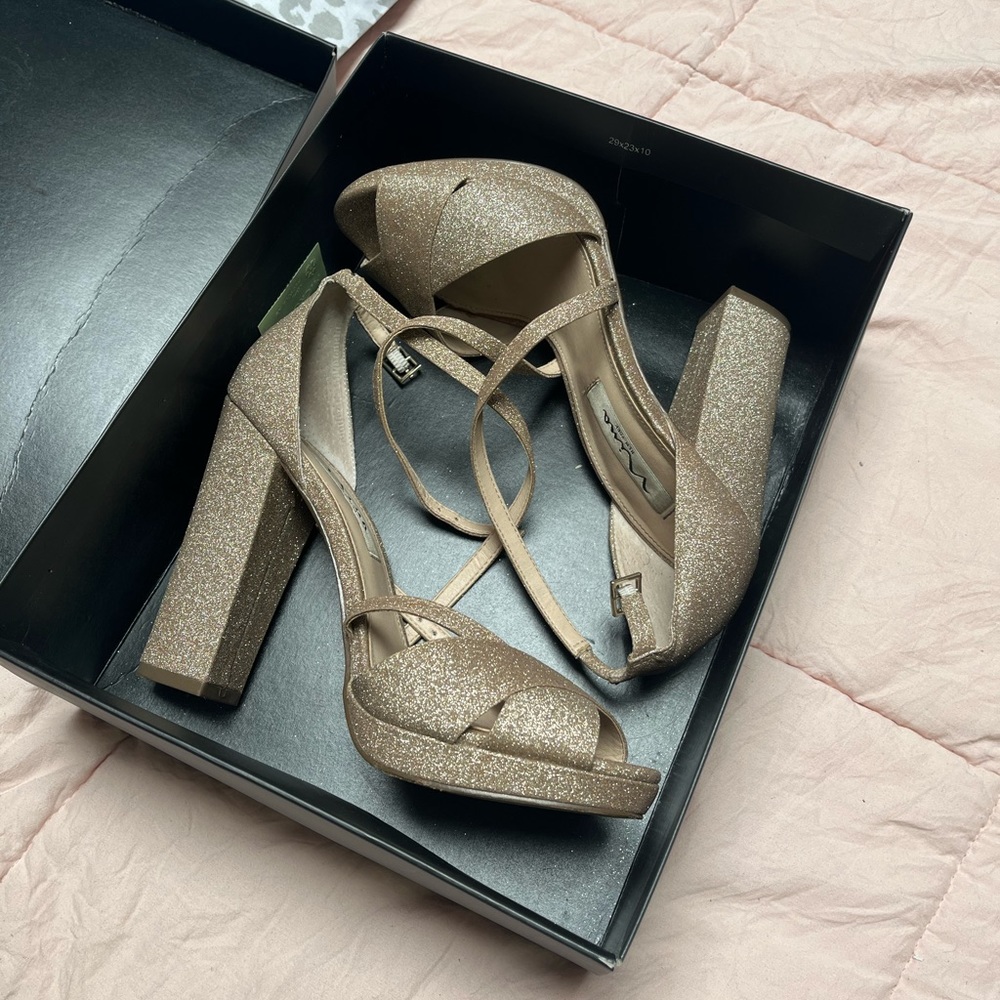 Nina Sparkly Gold Heels